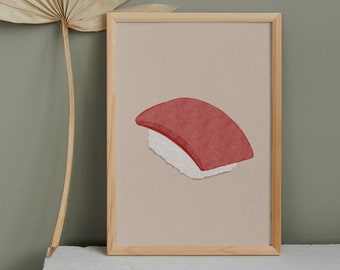 Minimalist Tuna Sushi Wall Art Printable Sushi Wall Art Tuna Sushi Art Sushi Japanese Food Poster Art Watercolour Painting Digital Download