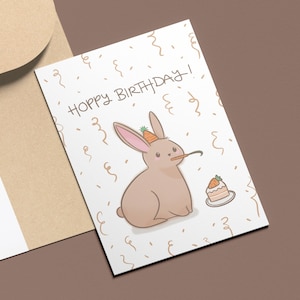 Bunny verjaardagskaart digitale download Hoppy verjaardag wenskaart konijn verjaardagskaart schattige dieren Happy Birthday Card Art Bunny Lovers kaart