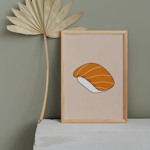 Lachs Sushi Wand Kunst Druckbare Sushi Druck Lachs Nigiri Kunst Japanisches Essen Kunstdruck Moderne Minimalistische Sushi Illustration Digitaler Download