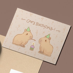 Cartão de aniversário de capivara Download digital Cartão de aniversário de Capy Cartão de feliz aniversário de animal fofo Cartão de feliz aniversário para amantes de capivara Cartão para impressão de capivara
