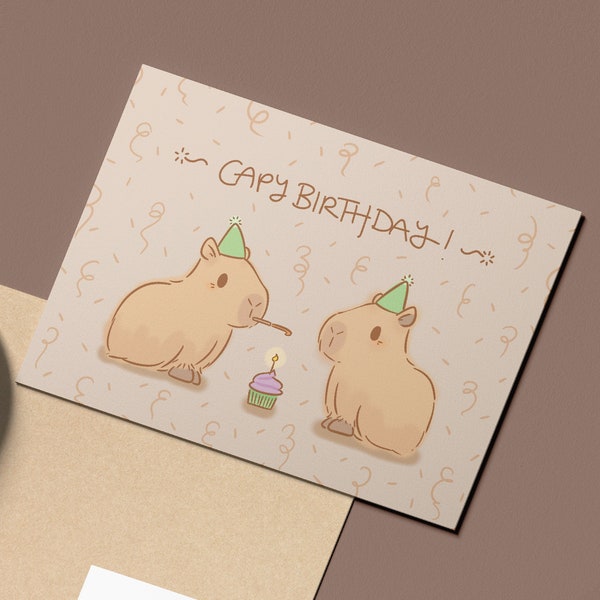 Capybara Birthday Card Digital Download Capy Birthday Greeting Card Cute Animal Happy Birthday Card Capybara Lovers Capybara Printable Card