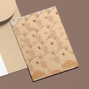 Leuke capibara kaart digitale download capibara verjaardagskaart wenskaart schattige dieren gelukkige verjaardagskaart capibara liefhebbers cadeau afdrukbare kaart