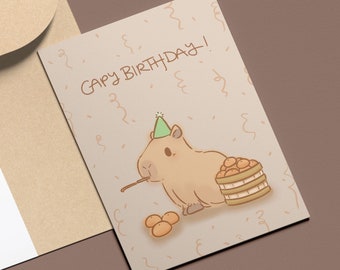 Capybara Birthday Card Digital Download Capy Birthday Greeting Card Cute Animal Happy Birthday Card Capybara Lovers Cut Out Printable Card