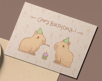 Capybara verjaardagskaart digitale download Capy verjaardag wenskaart schattige dieren Happy Birthday Card Capybara liefhebbers Capybara afdrukbare kaart