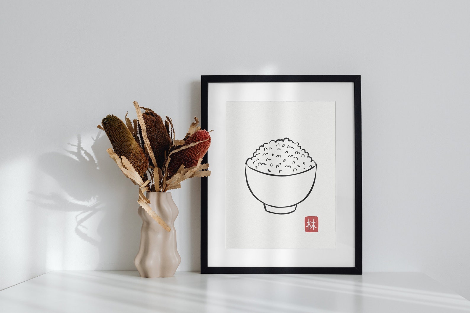 Rice Print Art Asian Food Poster Simple Kitchen Prints Minimalist Wall ...