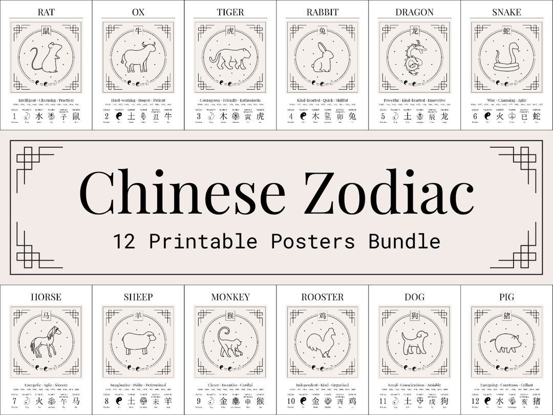 Chinese Zodiac Print Bundle Chinese Zodiac Bundle Chinese