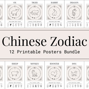 Chinesisches Sternzeichen Print Bundle Chinesisches Sternzeichen Bundle Chinesische Wandkunst Chinesische Astrologie Print Boho Kunst Chinesisches Horoskop Druck Digitaler Download