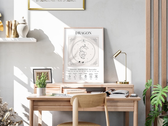 Year Of The Dragon Chinese Zodiac Print Dragon Poster Zodiac Boho Wall Art Chinese Astrology Print Chinese Horoscope Print Digital Download