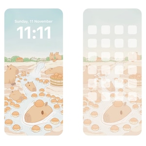 Cute Capybara Phone Wallpaper Digital Download Capybara Mandarin Onsen Spa Meme Phone Background For iPhone iOS