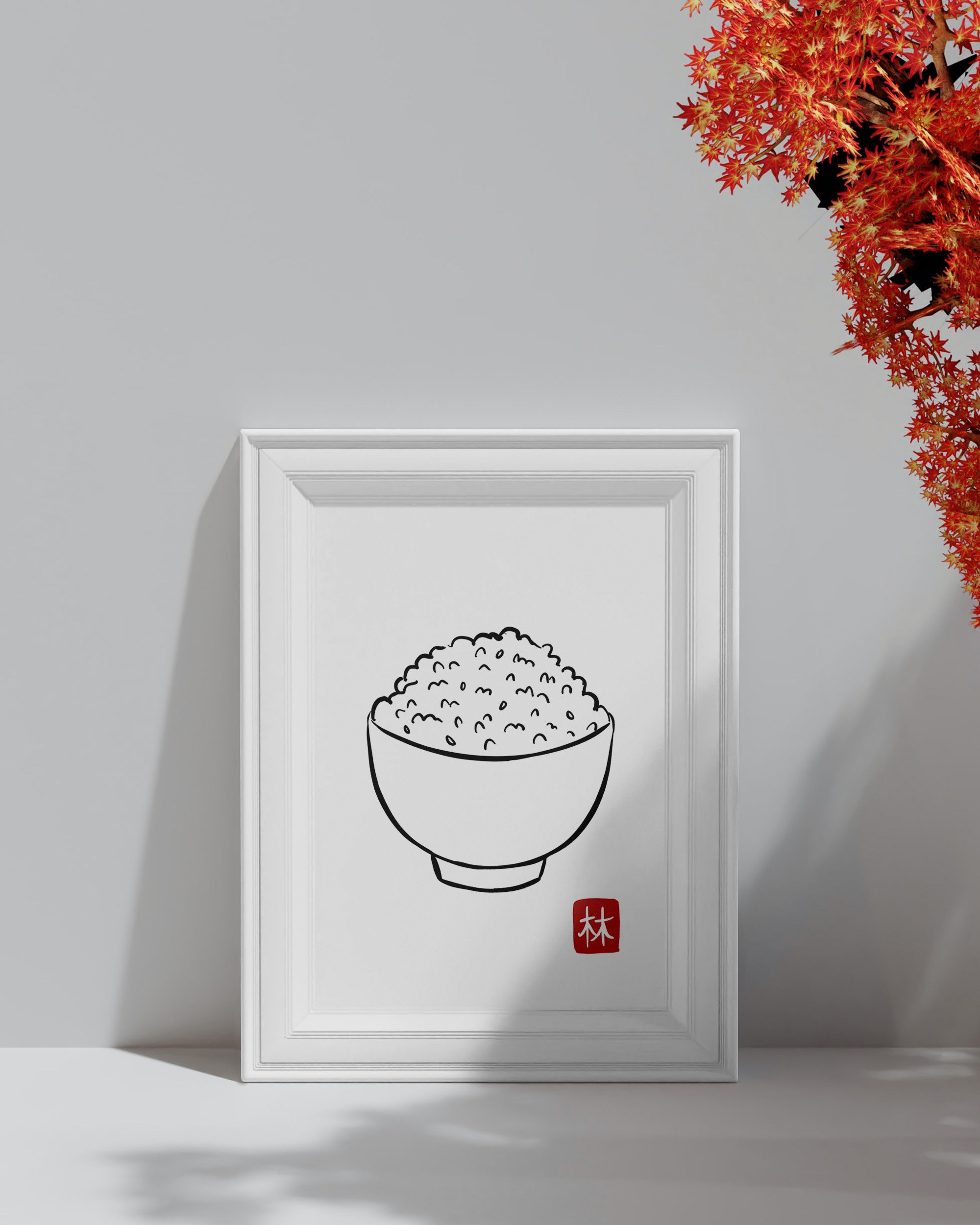 Printable Rice Design Rice Print Art Asian Food Poster Simple Kitchen Prints Minimalist Wall ...
