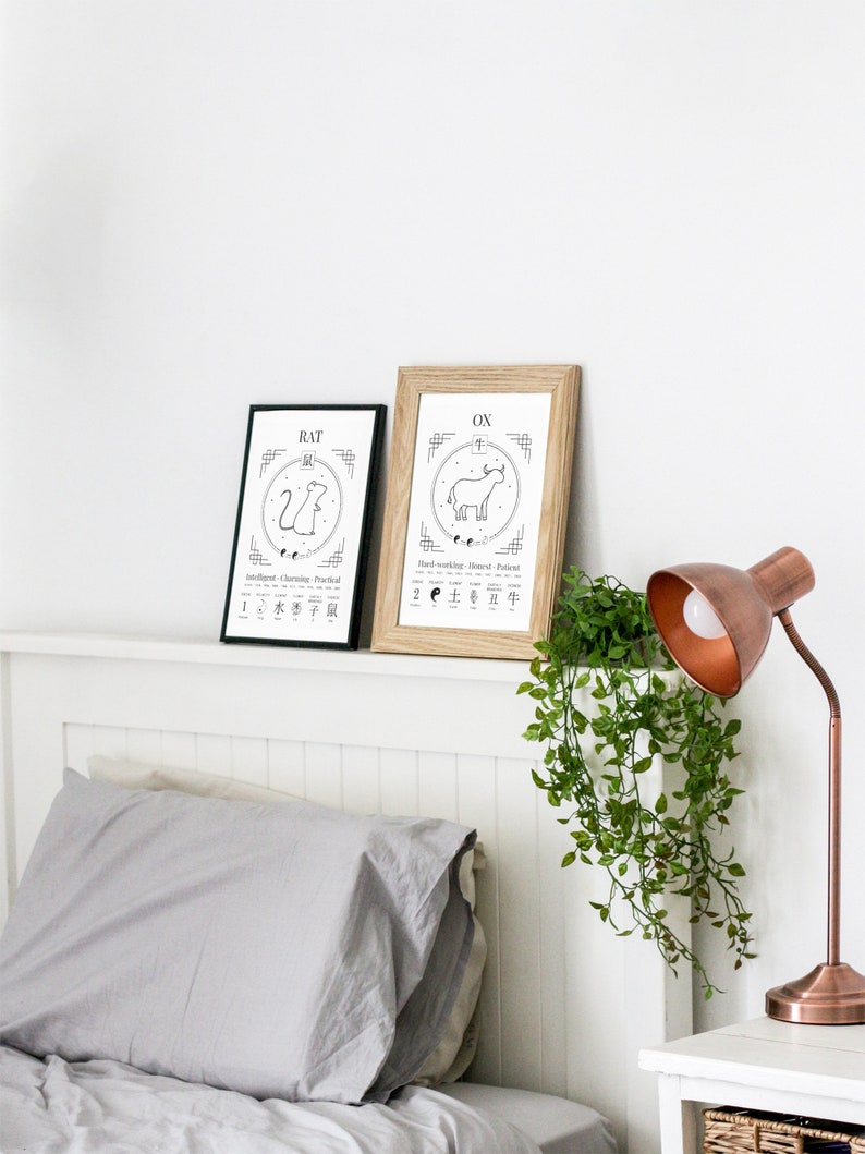 Chinese Zodiac Print Bundle Chinese Zodiac Bundle 5x7" Zodiac Card Chinese Astrology Print Boho Art Chinese Horoscope Print Digital Download