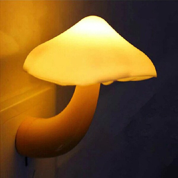 LED night lamp Mushroom wall lamp socket lamp Us plug warm white light sensor bedroom lamp home decor