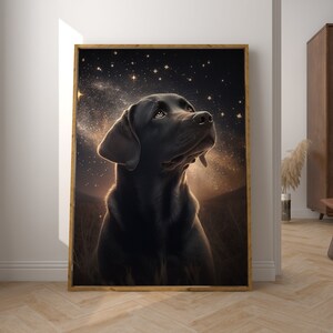 Cute Labrador Children, Baby Printable Poster for Nursery Decor, Handmade Digital Wall Art, Stars, Dog Animal Love for Kids Room