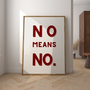 No Means No Art Gallery Wall Print Home Art for Kitchen, Living Room, Funky Modern Decor, Handmade Digital Download, Feminism, Sexism