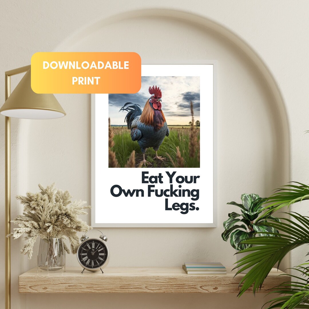 Vegan Rooster Quote Printable Poster Animal Activism & Etsy