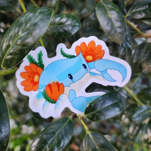 Blaue Krabbe Blume Vinyl Aufkleber
