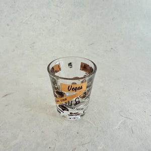Vintage 1973 Gilded Las Vegas Shot Glass