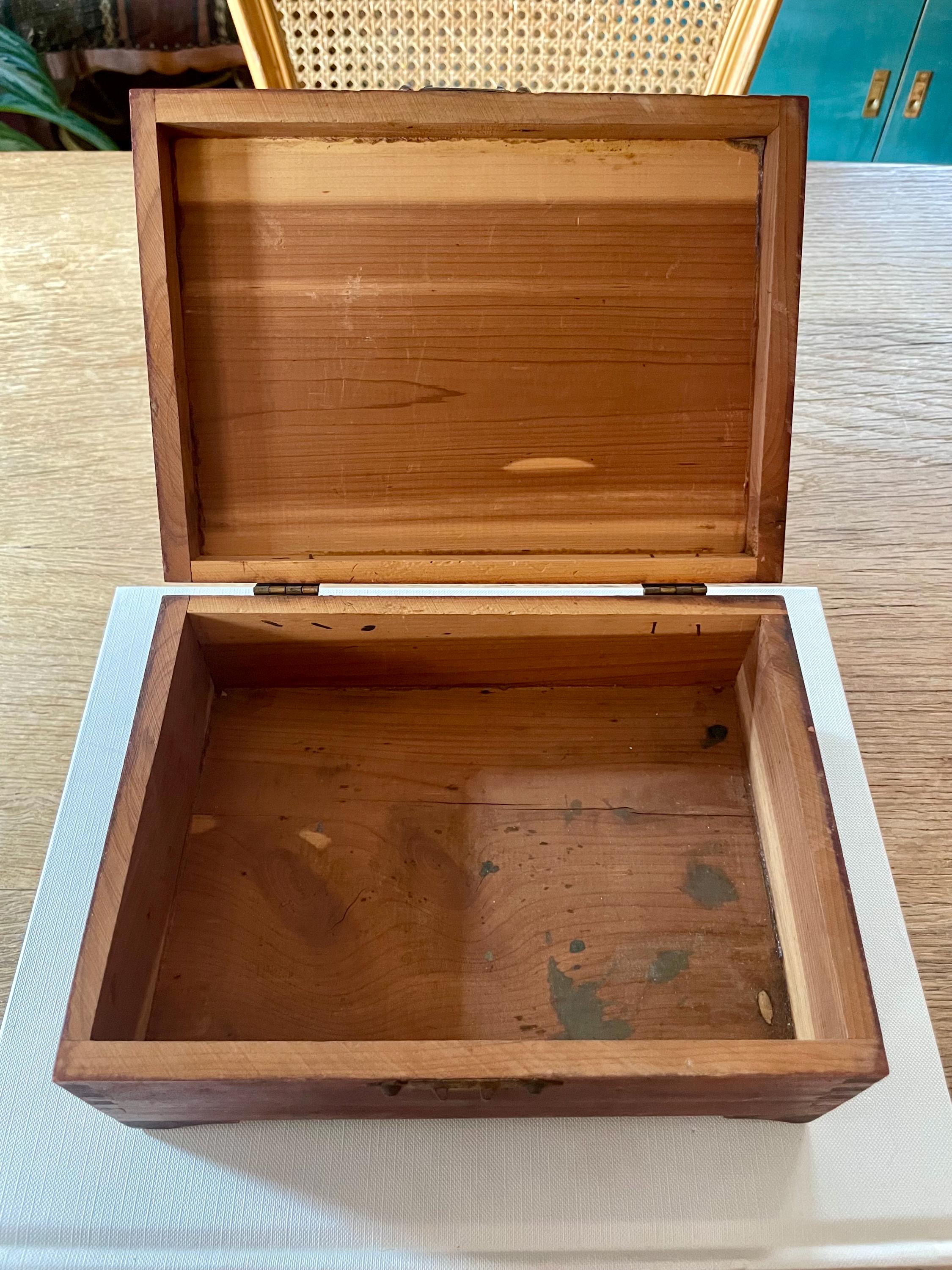 Vintage Handmade Wood Box With Ship Motif - Etsy