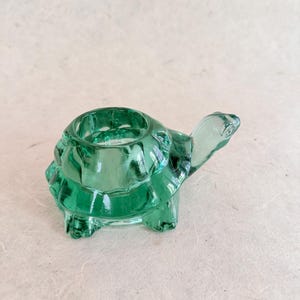 Vintage Indiana Green Glass Turtle Votive Candle Holder