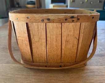 Vintage Split Wood Basket with Handle
