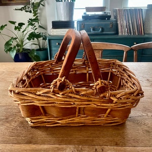 Vintage Wood and Wicker Harvest Basket