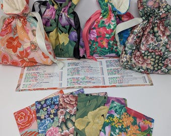 Mahjong Accessories Card Covers LARGE & REGULAR SIZES and Tile Bags Made from Vintage Fabrics