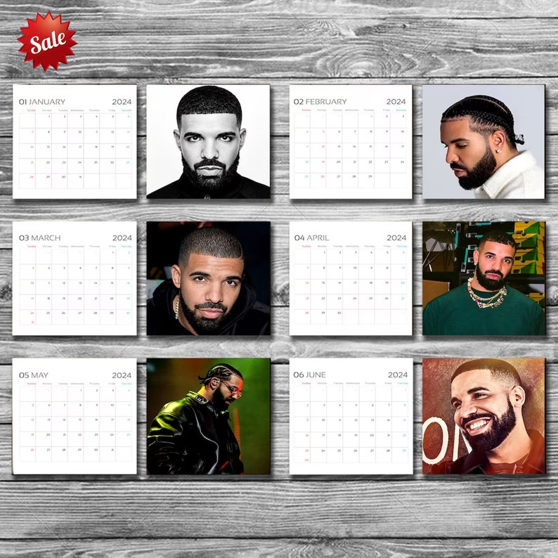 2024 Drake Wall Calendar 2024 Drake Desk Calendar Drake Etsy UK