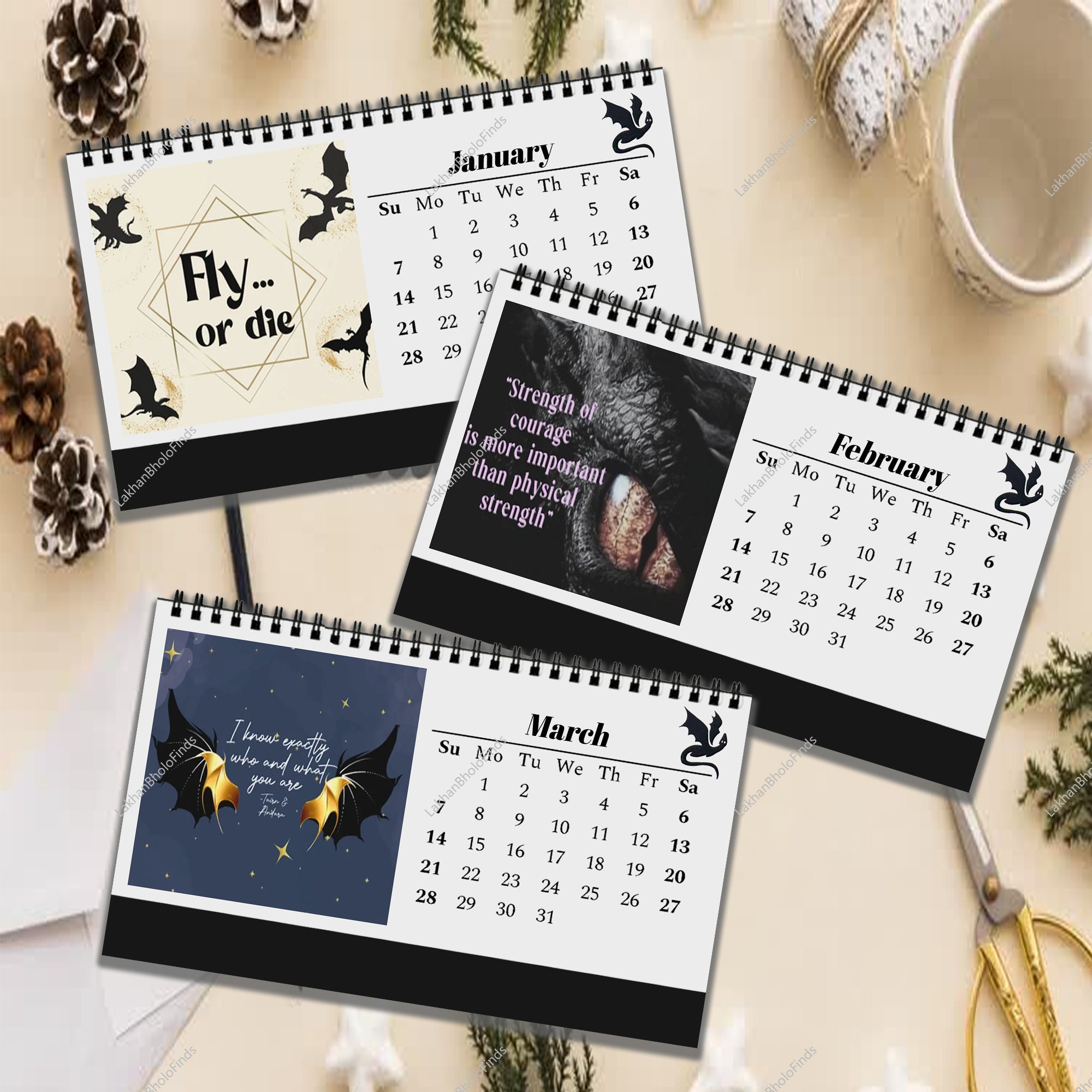 Fourth Wing Desk Calendar 2024, Desk Calendar 2024 sold by Effortless