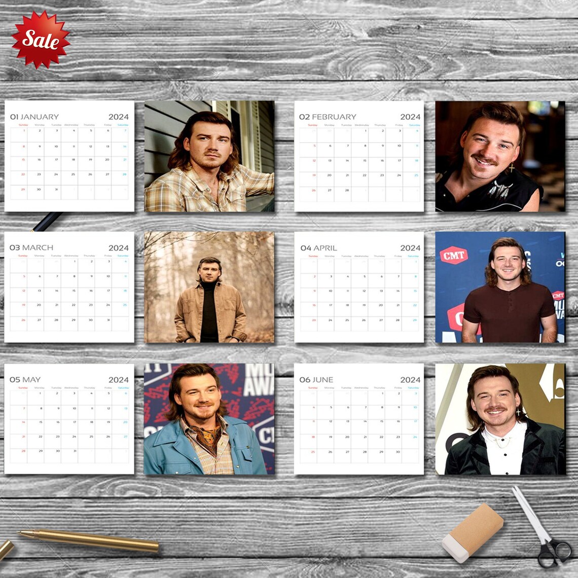 Wallen Calendar 2024 Wallen 2024 Celebrity Wall Etsy Canada