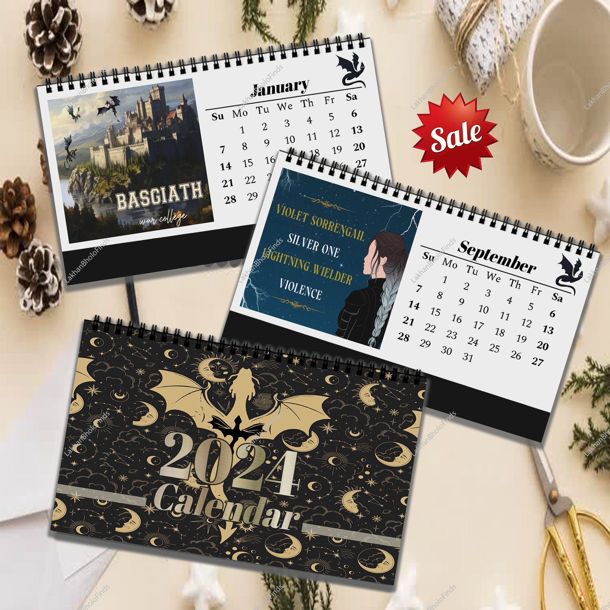 2024 Fourth Wing Desk Calendar, Desk Calendar 2024 sold by Effortless