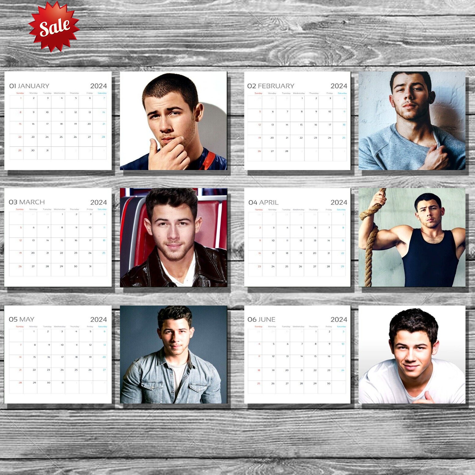 Nick Jonas Wall Calendar 2024, Nick Jonas 2024 Calendar sold by