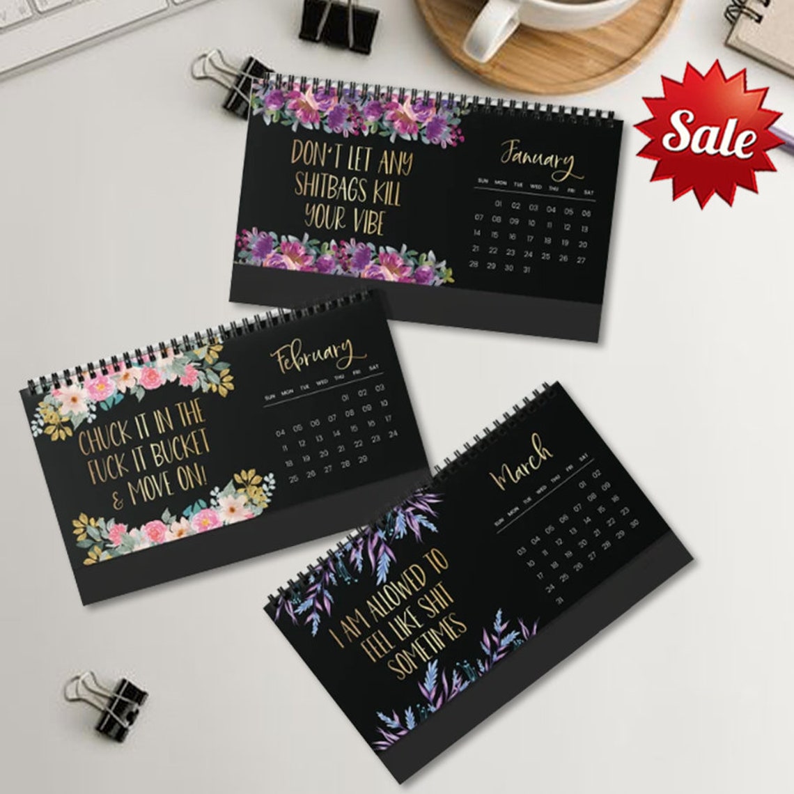 Funny Desk Calendar 2024 2024 Desk Calendar Sweary Calendar Etsy Canada