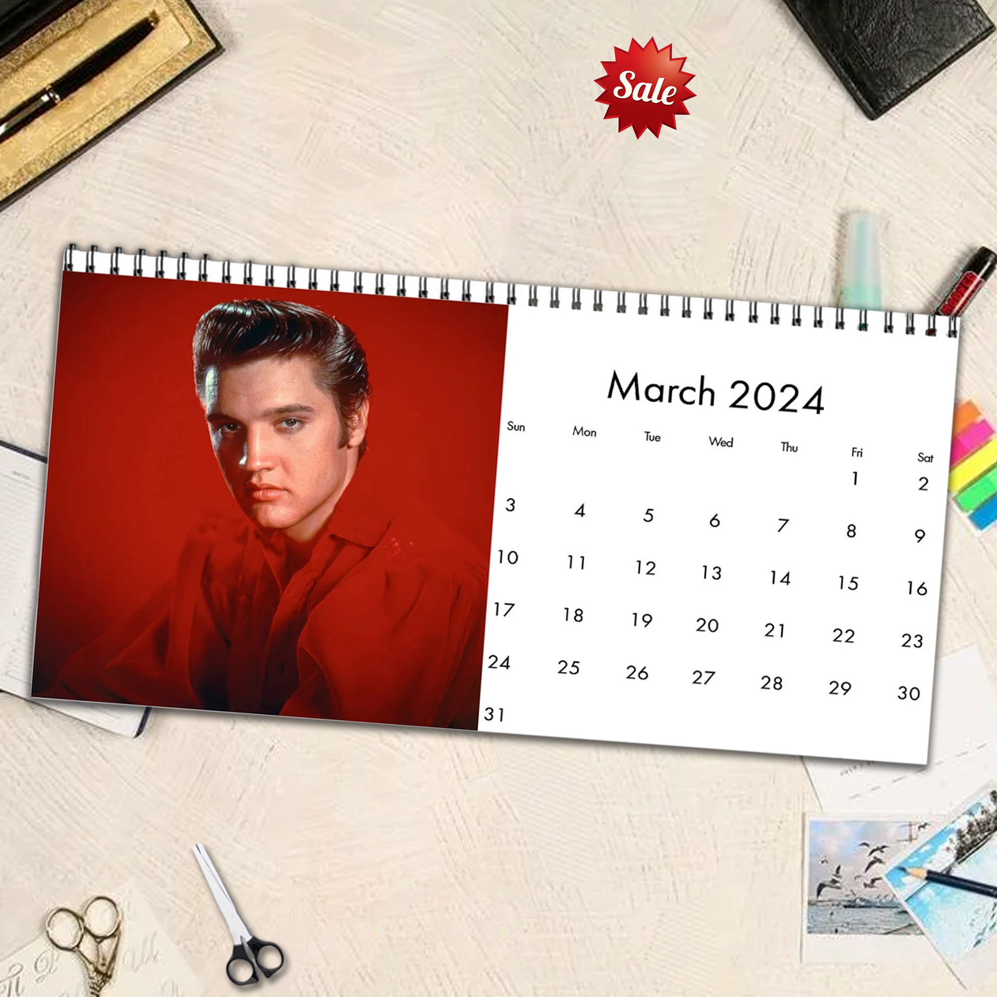 Elvis Presley Calendar 2024, Elvis 2024 Desk Calendar, Celebrity