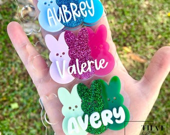 Personalized Pastel Bunny Stanley Topper: Easter Tumbler Name Plate, Easter Basket Stuffers