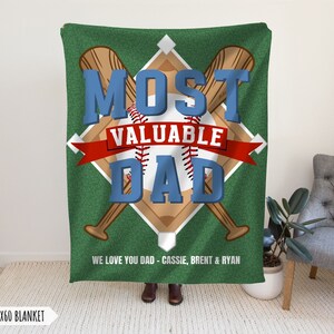 Personalized Father's Day Most Valuable Dad Baseball Blanket, MVP Dad ...