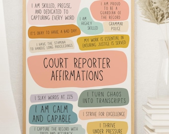 Court Reporter Wall Art Voicewriter Positive Affirmations for Stenographer Motivational Gift for Court Reporter Office Decor Stenographer