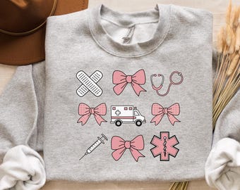 EMT Sweatshirt for Paramedic Coquette Bow Sweatshirt for Ambulance Driver Shirt for EMT Gift Idea for Paramedic Shirt for Christmas Gift EMT