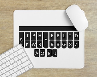 Steno Keyboard Mouse Pad for Stenographer Court Reporting Accessories for Steno Machine Writer Mousepad with Key Pads with Letters