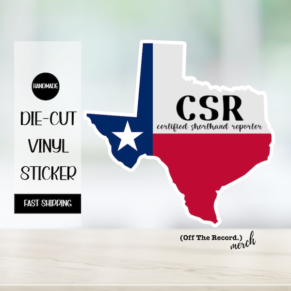 Gift for Texas Certified Shorthand Reporter, Texas CSR Court Reporting Student Gift, Voice Writer Appreciation, Steno Machine Decal Sticker