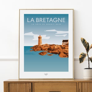 Affiche LA BRETAGNE "La Côte de Granit Rose"