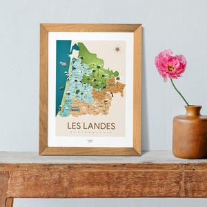 Affiche LES LANDES "Carte landaise"