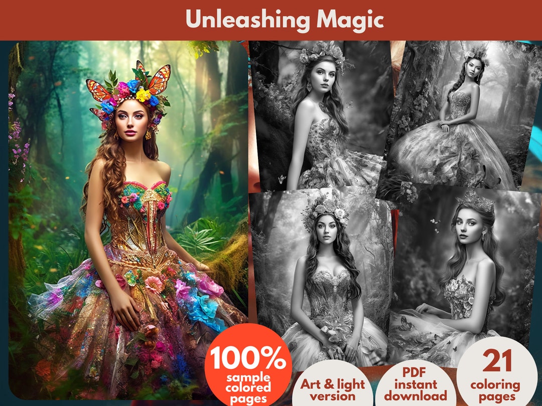 Unleashing Magic Coloring Book Printable Coloring Page for Adult