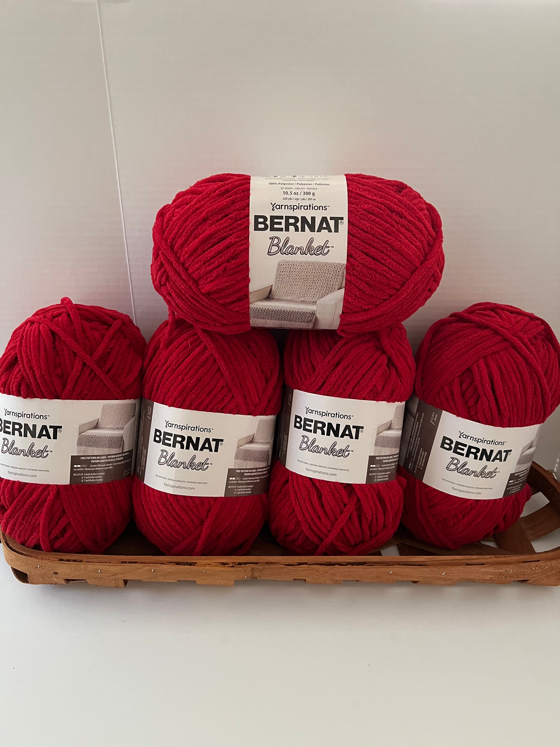 Bernat Blanket #6 Super Bulky Polyester Yarn, Weathered Red 10.5oz/300g, 220 Yards (4 Pack)