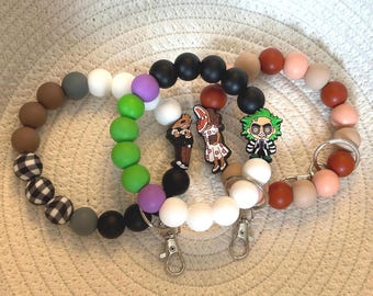 Beetlejuice Inspired Beaded Wristlet Keychain