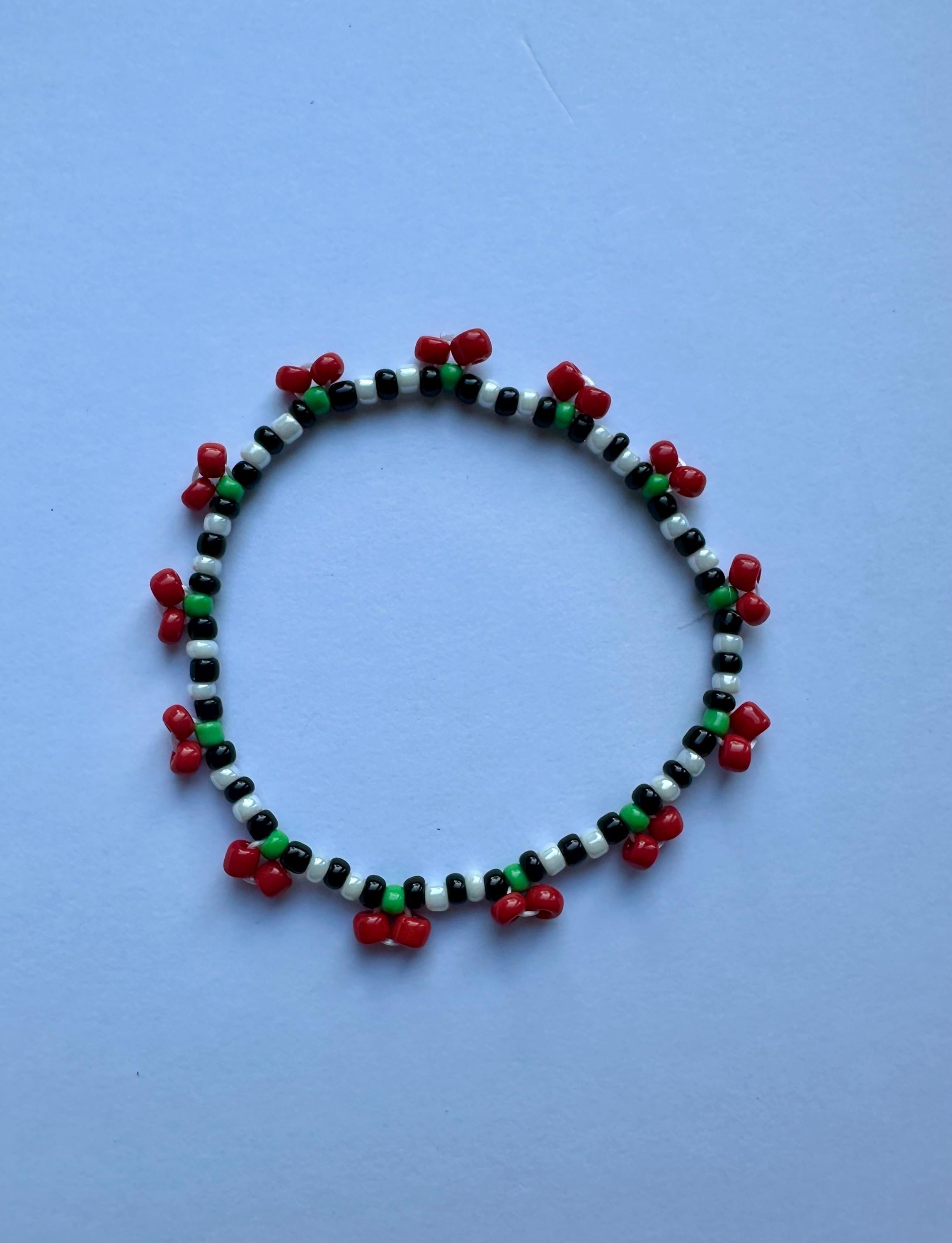 Cherry Seed Bead Bracelet | Dainty Cherry Bracelet | Cherry