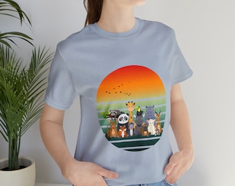 Safari Animals Shirt, Animal Shirt, Safari Animal T Shirt, Gift For Her, Gift For Him, Safari Animal Lover, Animal Lover Gift, Retro Sunet