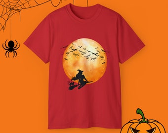 Witch Tshirt, Halloween Tshirt, Halloween Shirt, Spooky Season Tshirt, Halloween Gift, Happy Halloween, Moon Shirt, Witch Moon Shirt