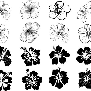 Hibiscus Flower SVG Bundle: Tropical Leaves, Jungle Clip Art ...