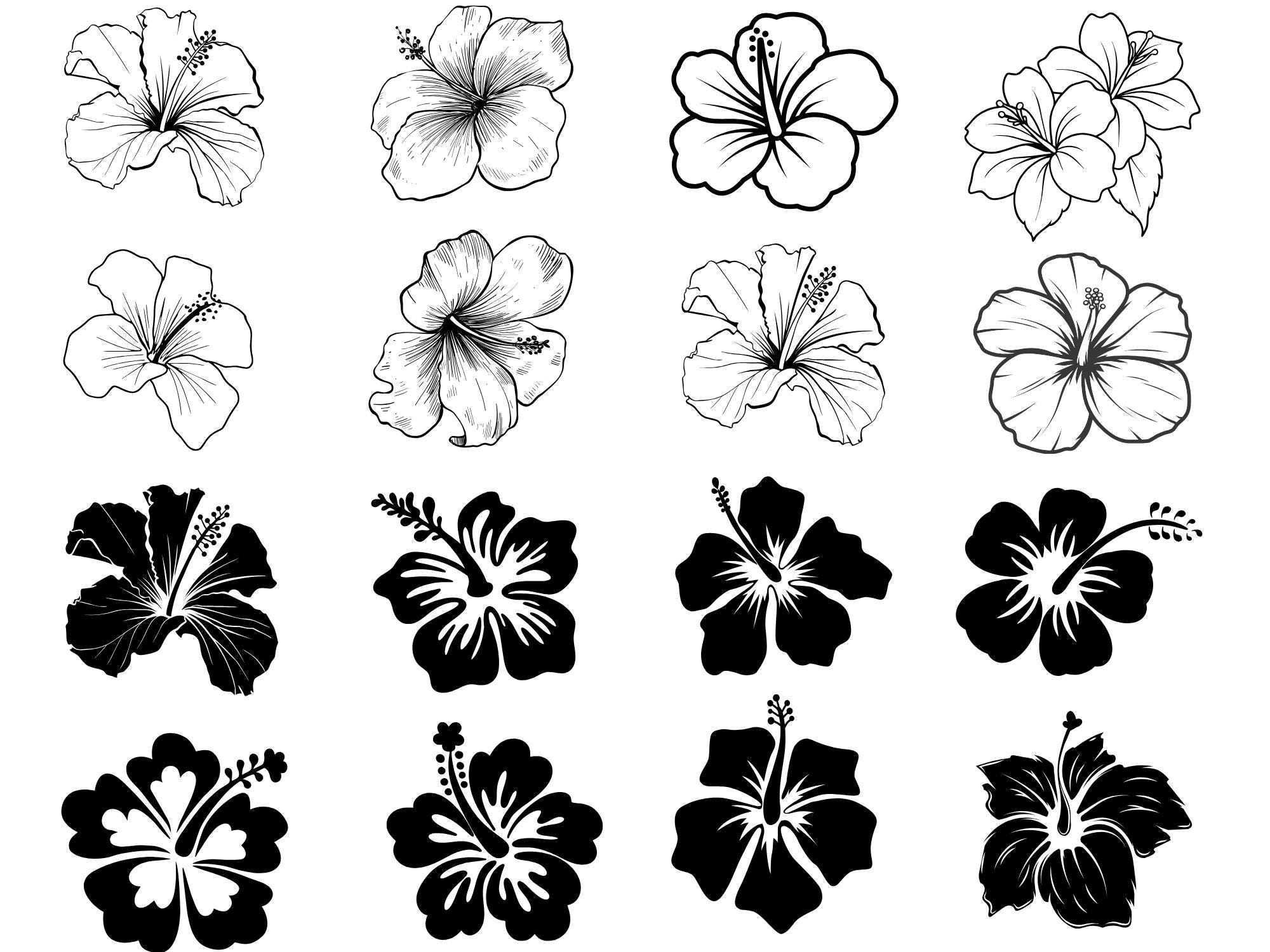 Hibiscus Flower SVG Bundle: Tropical Leaves, Jungle Clip Art ...
