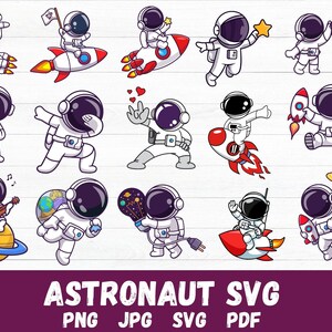 Astronaut Svg Png Bundle, Astronaut with rocket svg, kid astronaut svg, Universe Svg, Spaceman svg, Space SVG